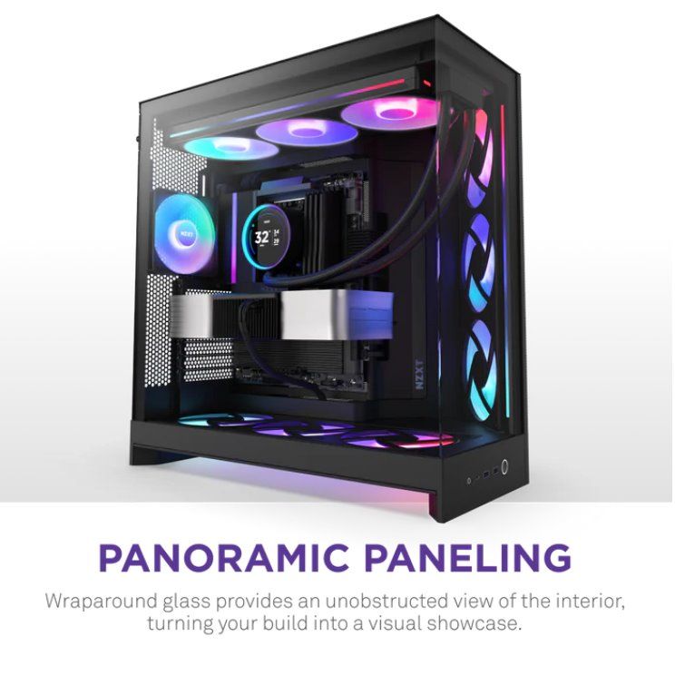 NZXT case H9 Flow RGB, ATX, Large Dual Chamber Mid Tower, black