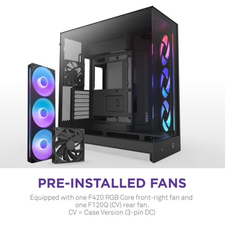 NZXT case H9 Flow RGB, ATX, Large Dual Chamber Mid Tower, black