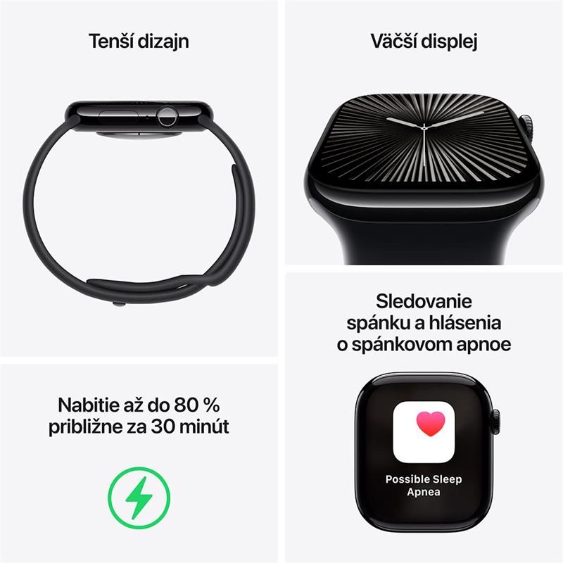 Apple Watch Series 10 GPS 46mm puzdro z klavírne čierneho hliníka *Použitý s DPH - Trieda A*