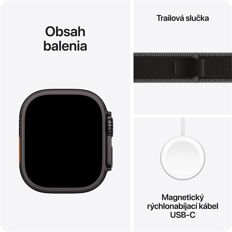 Apple Watch Ultra 3 GPS + Cellular 49mm Black Titanium Case with Black/Charcoal Trail Loop - M/L *Rozbalený*