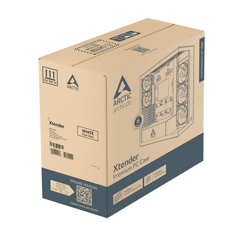 ARCTIC Premium PC Case Xtender VG (White), Vertical GPU Mounting, E-ATX