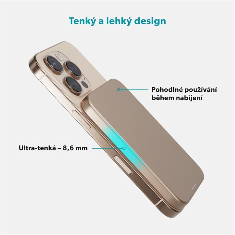 Epico UltraPack Qi2 Slim 5000mAh Alu Mag+ Wireless Power Bank EM51 - púštna titanová