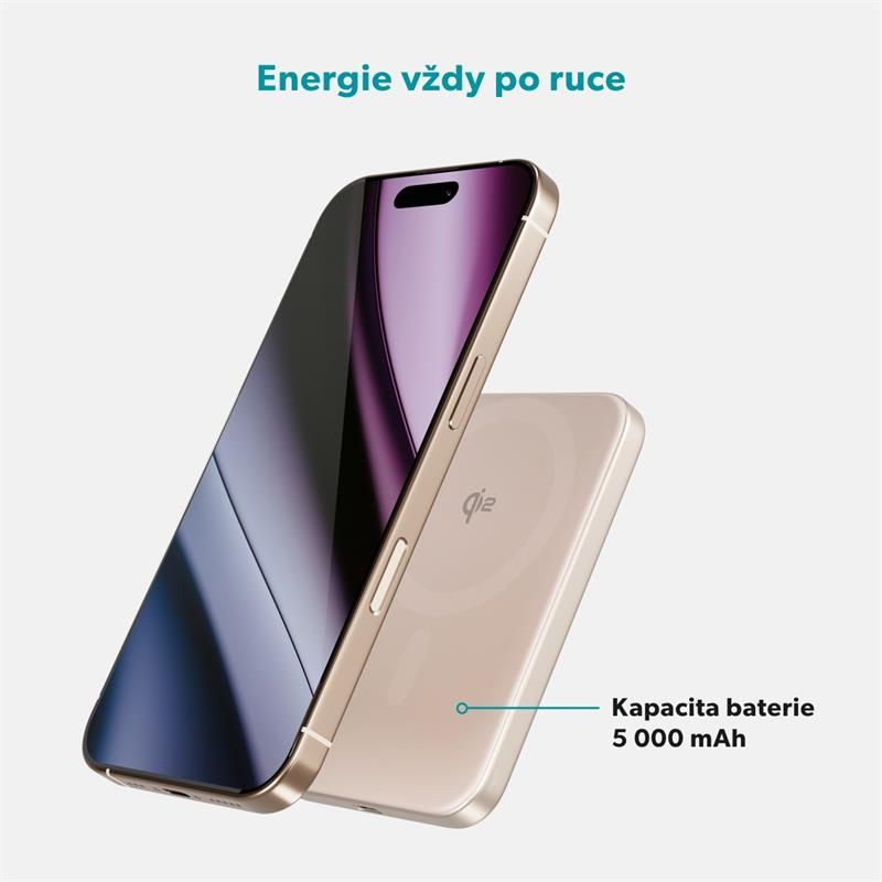 Epico UltraPack Qi2 Slim 5000mAh Alu Mag+ Wireless Power Bank EM51 - púštna titanová
