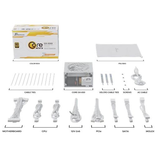 Seasonic CORE GX GOLD 650W V2 ATX 3.1, PCIe 5.1, modular, white