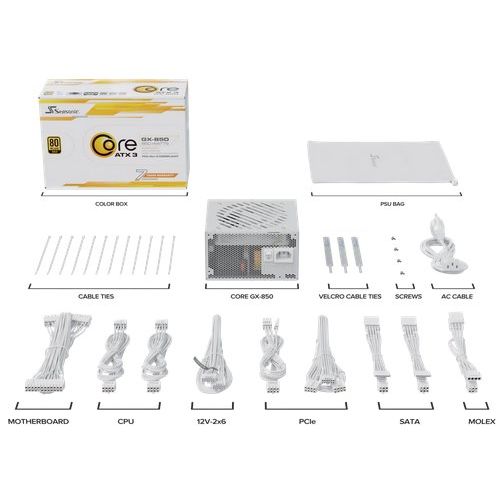 Seasonic CORE GX GOLD 850W V2 ATX 3.1, PCIe 5.1, modular, white