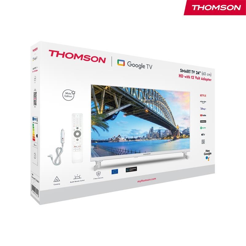 Thomson 24HG2S15CW - Google TV 24" HD, 12V, biely