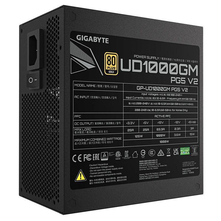 Gigabyte UD1000GM PG5 V2 1000W 80+ Gold Modular PCIe 5