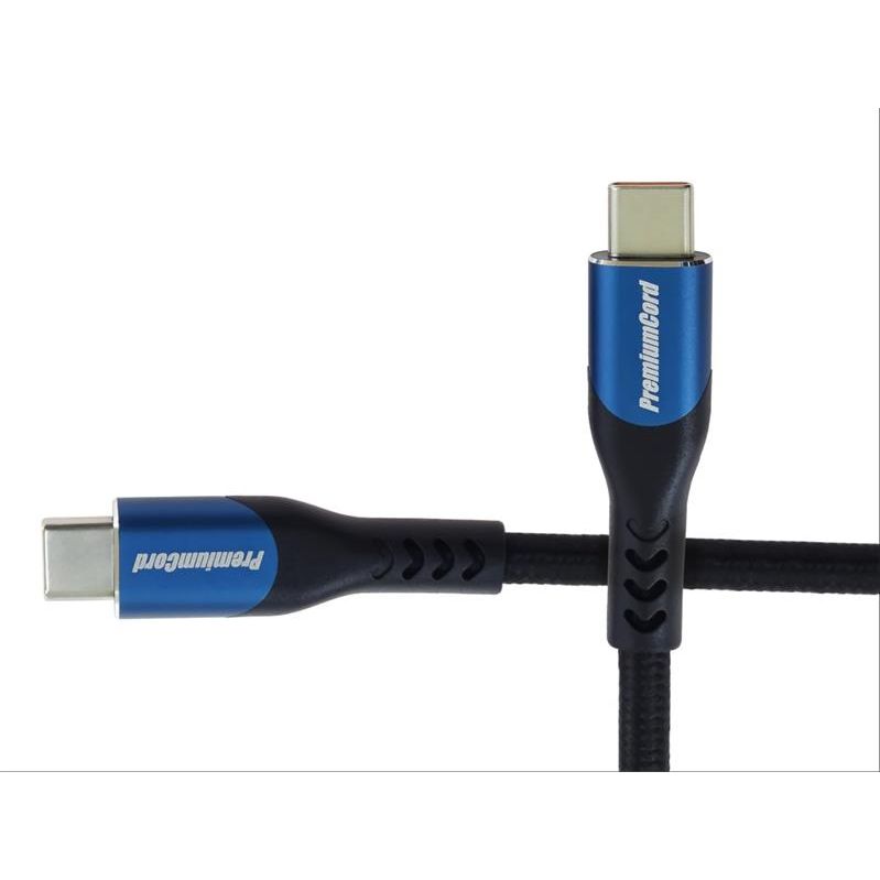 PremiumCord USB-C kábel ( USB 3.2 GEN 2x2, 5A, 100W, 20Gbit/s ) bavlnený oplet, 0.5m
