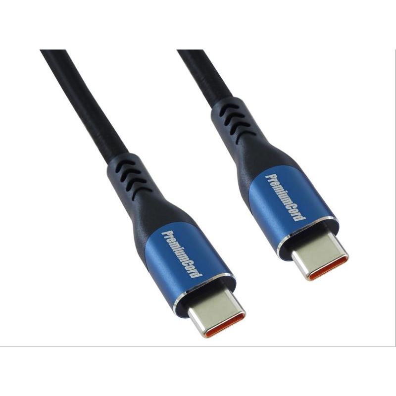 PremiumCord USB-C kábel ( USB 3.2 GEN 2x2, 5A, 100W, 20Gbit/s ) bavlnený oplet, 0.5m