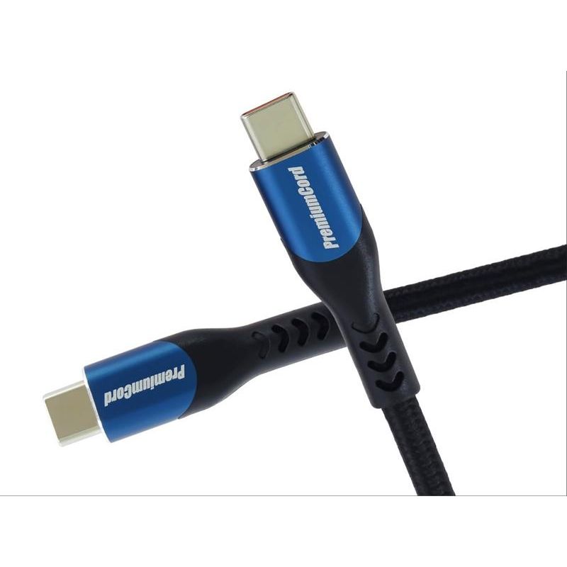 PremiumCord USB-C kábel ( USB 3.2 GEN 2x2, 5A, 100W, 20Gbit/s ) bavlnený oplet, 3m