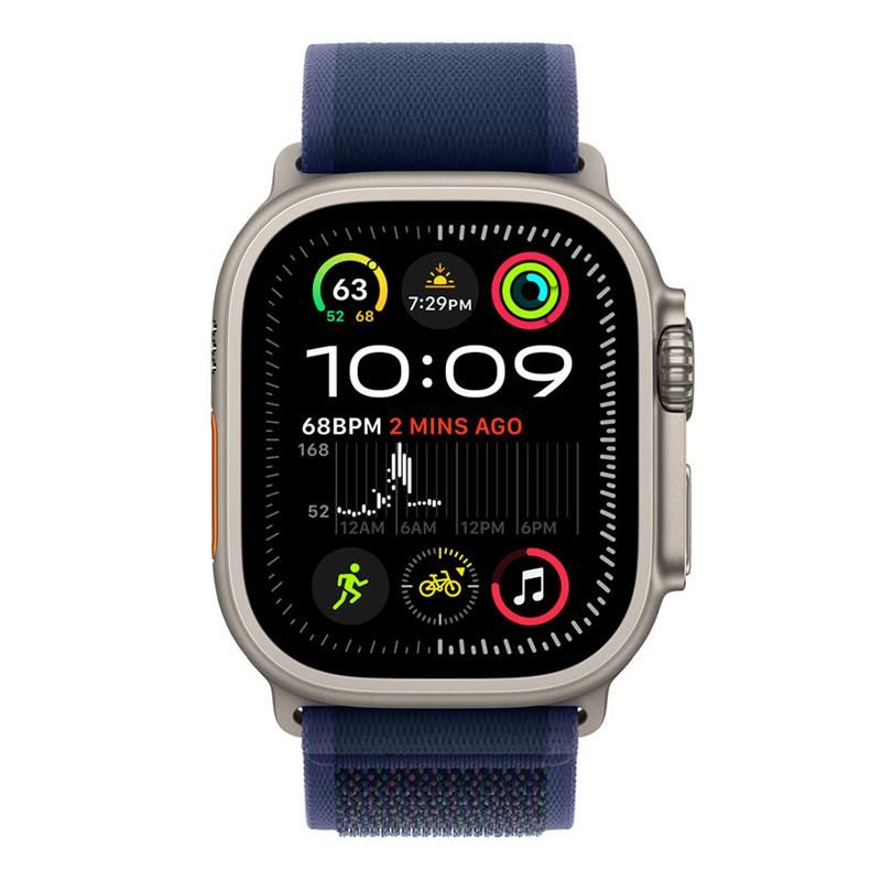 Apple Watch 49mm Blue Trail Loop - M/L - Natural Titanium Finish *Vystavené*