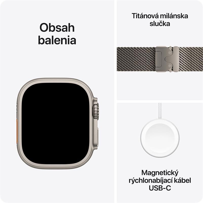 Apple Watch Ultra 3 GPS + Cellular 49mm Natural Titanium Case with Natural Titanium Milanese Loop - Medium *Rozbalený*