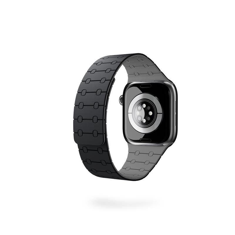 Epico Magnetic+ Silikonový remienok pre Apple Watch SE (40mm)/Series 1-9 (38/40/41mm) 10-11 (42mm) - čierna