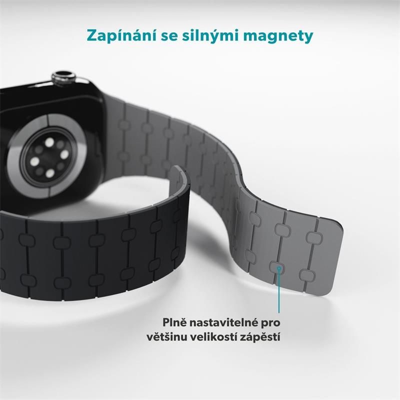 Epico Magnetic+ Silikonový remienok pre Apple Watch SE (40mm)/Series 1-9 (38/40/41mm) 10-11 (42mm) - čierna