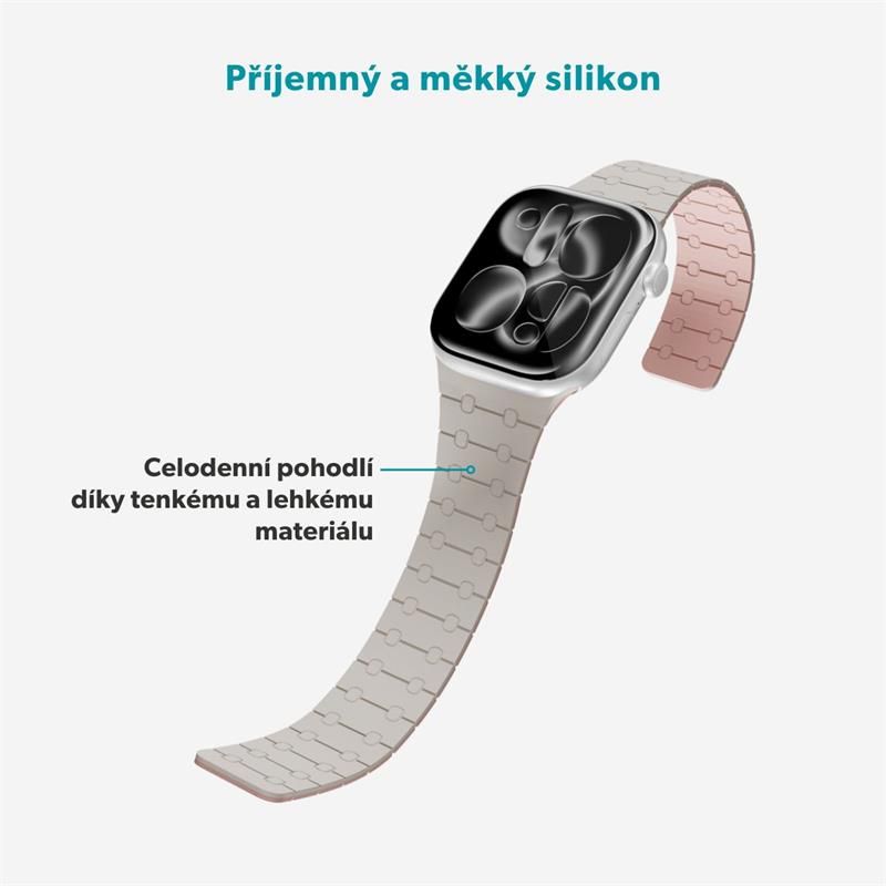 Epico Magnetic+ Silikonový remienok pre Apple Watch SE (40mm)/Series 1-9 (38/40/41mm) 10-11 (42mm) - hviezdne biela