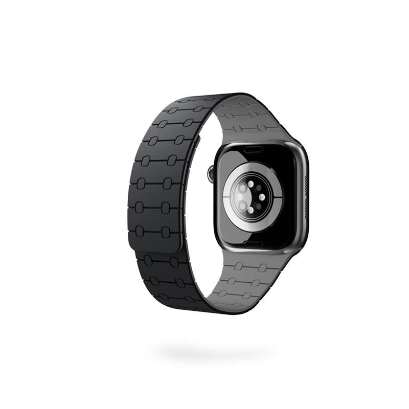 Epico Magnetic+ Silikonový remienok pre Apple Watch SE (44mm)/Series 1-9 (42/44/45mm) 10-11 (46mm)/Ultra (49mm) - čierna