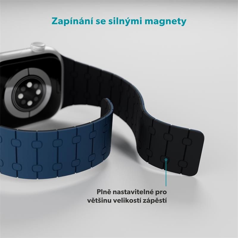 Epico Magnetic+ Silikonový remienok pre Apple Watch SE (44mm)/Series 1-9 (42/44/45mm) 10-11 (46mm)/Ultra (49mm) - modrá