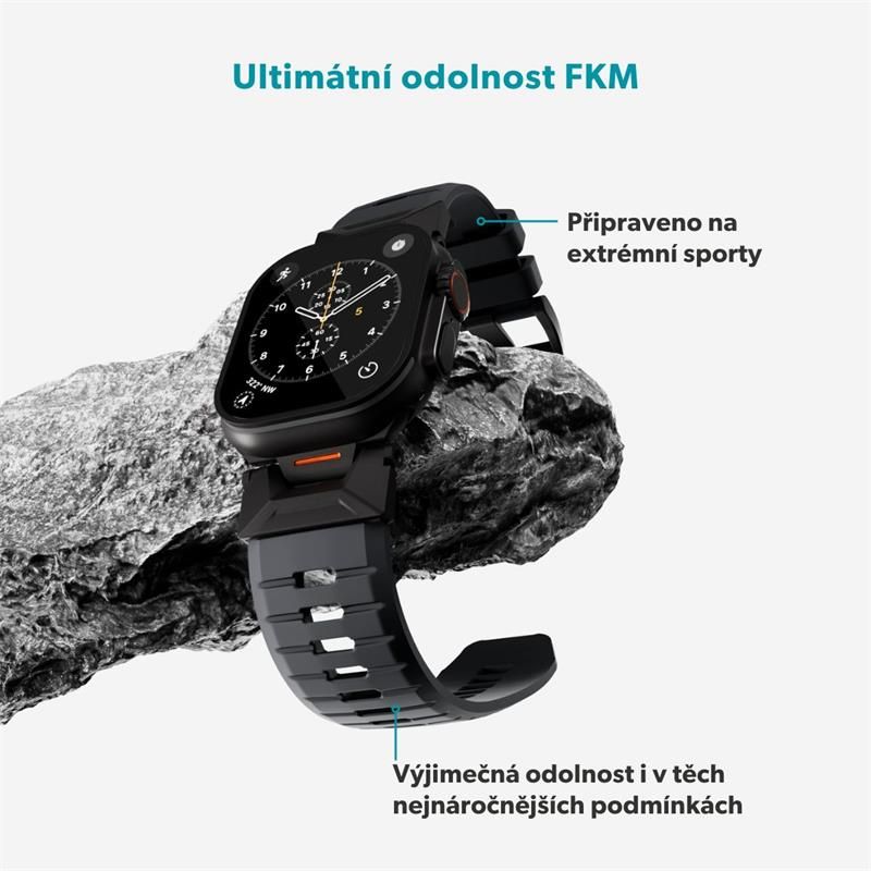 Epico Rubber Pro remienok s nerezovým zapínaním pre Apple Watch 49/46/45/44/42mm - čierna