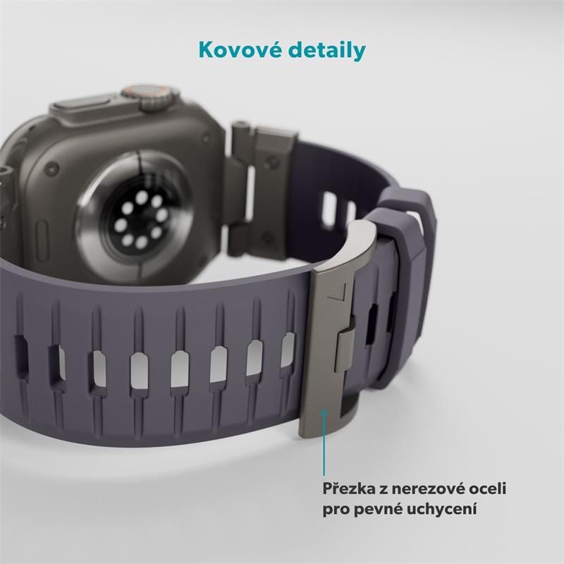 Epico Rubber Pro remienok s nerezovým zapínaním pre Apple Watch 49/46/45/44/42mm - šedá