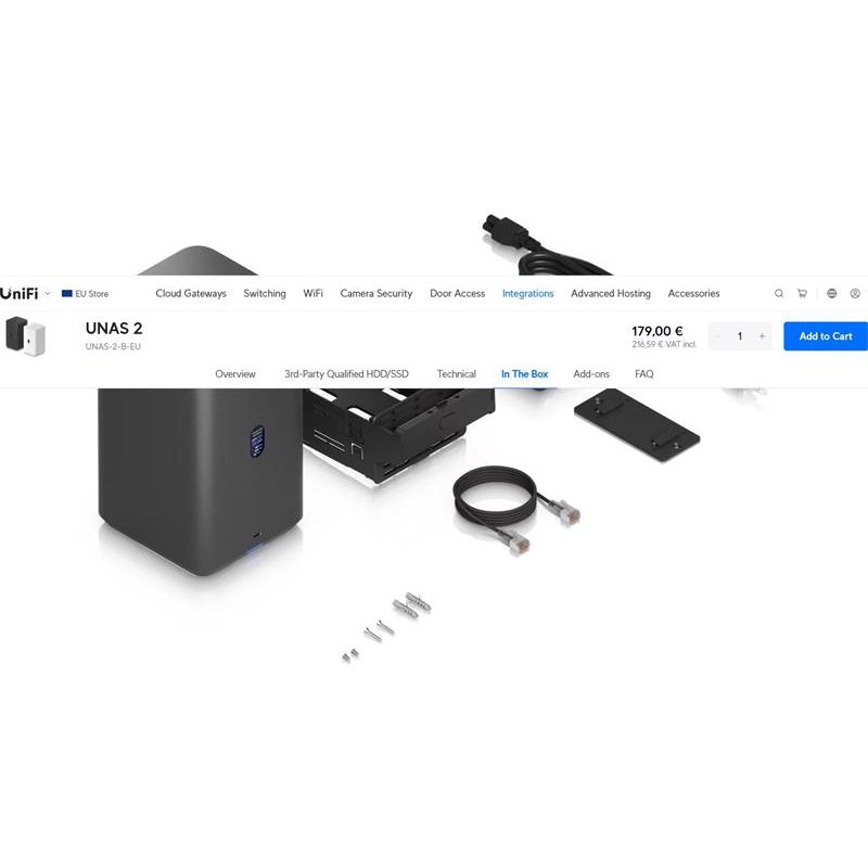 Ubiquiti UniFi UNAS-2 Black  (2x 3,5"HDD; 2,5GLAN, POE++)