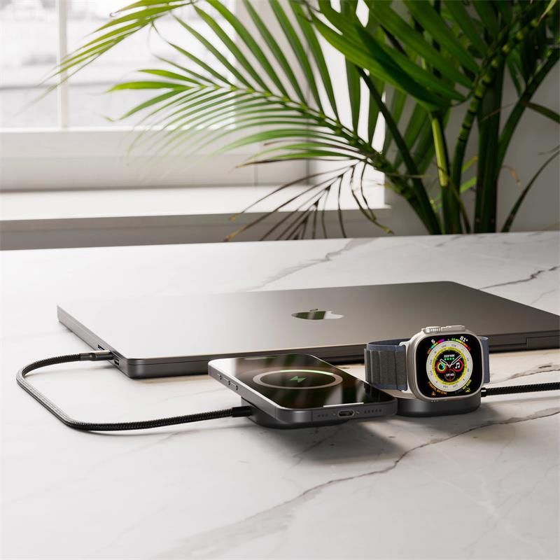 ZENS Pro 3 USB C - C cable 1,5 m 240W Qi2 charger+ Watch Black