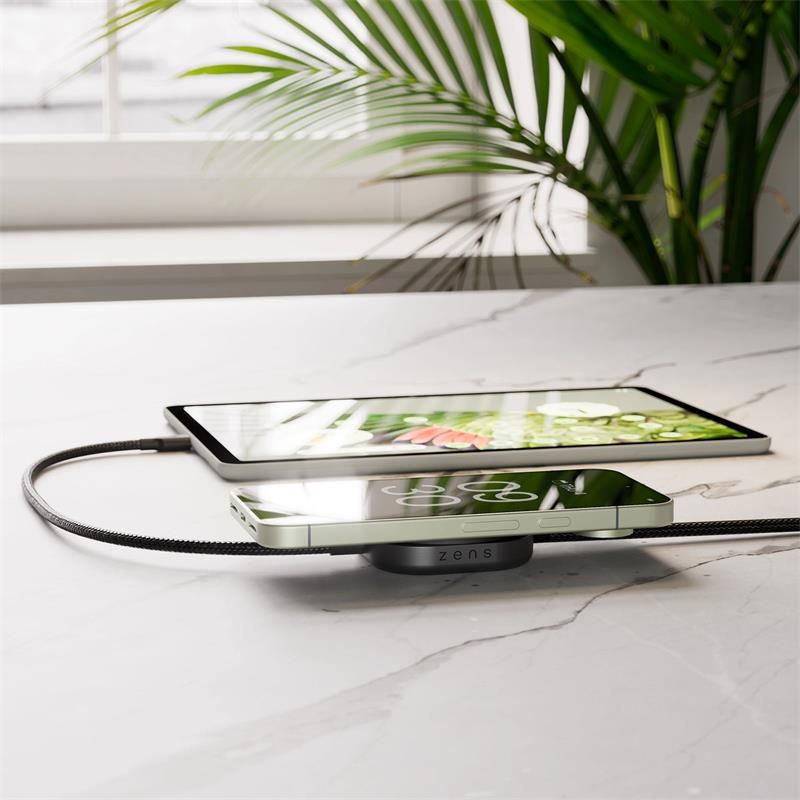 ZENS USB C - C Pro 2 cable 1,5 m 240W with Qi2 charger Black