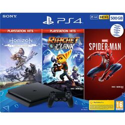 Sony PlayStation 4 Slim 500GB, jet black + Horizon: Zero Dawn (Complete Edition) + Ratchet & Clank + Spider-Man CZ na pgs.sk