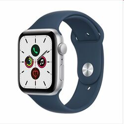 Apple Watch SE GPS, 44mm, strieborná, so športovým remienkom burková modrá, Trieda A - použité, záruka 12 mesiacov na pgs.sk
