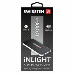 Powerbank Swissten Slim 10000 mAh s lightning vstupom pre nabíjanie, čierny na pgs.sk