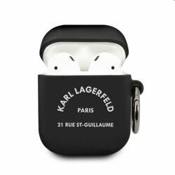 Karl Lagerfeld Rue St Guillaume silikónový obal pre Apple AirPods 1/2, čierny | pgs.sk