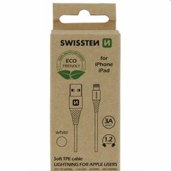 Swissten Data Cable Textile USB / Lightning 1,2 m, biely foto