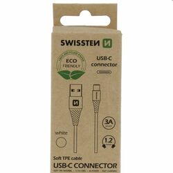 Swissten Data Cable Textile USB / USB-C 1,2 m, biely, eco balenie foto