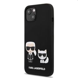 Puzdro Karl Lagerfeld and Choupette Liquid Silicone for iPhone 13, black