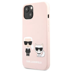 Puzdro Karl Lagerfeld and Choupette Liquid Silicone pre iPhone 13, pink