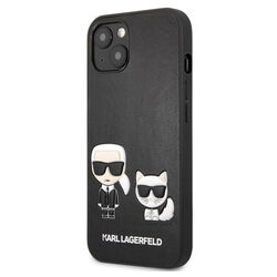 Zadný Karl Lagerfeld and Choupette PU Leather pre iPhone 13, čierna