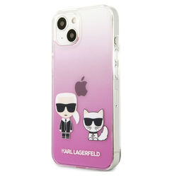 Puzdro Karl Lagerfeld PC/TPU Ikonik Karl and Choupette pre iPhone 13 mini, pink