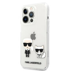 Puzdro Karl Lagerfeld PC/TPU Ikonik Karl and Choupette pre iPhone 13 Pro, transparent