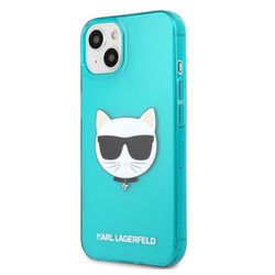 Puzdro Karl Lagerfeld TPU Choupette Head pre iPhone 13, fluo blue