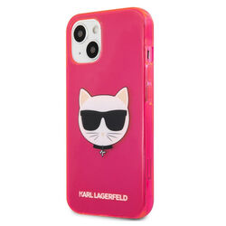 Puzdro Karl Lagerfeld TPU Choupette Head pre iPhone 13 mini, fluo pink