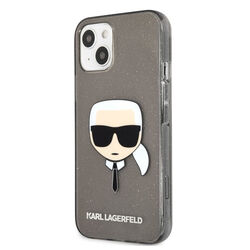 Zadný kryt Karl Lagerfeld TPU Full Glitter Karl Head pre iPhone 13 mini, čierna
