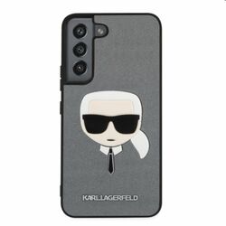 Puzdro Karl Lagerfeld PU Saffiano Karl Head pre Samsung Galaxy S22, strieborné