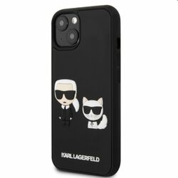 Puzdro Karl Lagerfeld and Choupette 3D pre Apple iPhone 13, čierne
