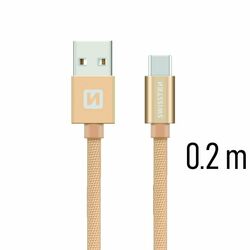 Dátový kábel Swissten textilný s USB-C konektorom a podporou rýchlonabíjania, Gold - OPENBOX (Rozbalený tovar s plnou zárukou) na pgs.sk