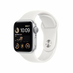 Apple Watch SE GPS 40mm strieborná , hliníkové puzdro so športovým remienkom biela