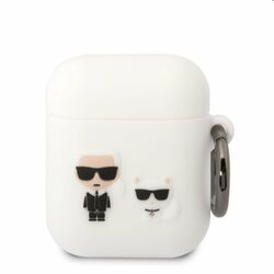 Karl Lagerfeld and Choupette silikónový obal pre Apple Airpods 1/2, biely foto