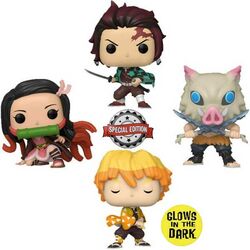 POP! Animation: 4 PackTanjiro & Nezuko & Zenitsu & Inosuke (Demon Slayer) Special Editon (Glows in The Dark) | pgs.sk