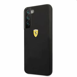 Zadný kryt Ferrari Liquid Silicone Metal Logo pre Samsung Galaxy S22 Plus, čierna | pgs.sk