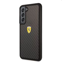 Zadný kryt Ferrari Real Carbon pre Samsung Galaxy S22, čierna