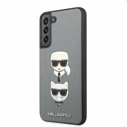 Zadný kryt Karl Lagerfeld PU Saffiano K&C Heads pre Samsung Galaxy S22 Plus, strieborná