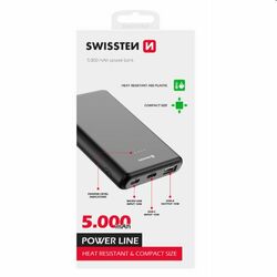Swissten Power Line Powerbank 5 000 mAh 10W, čierna